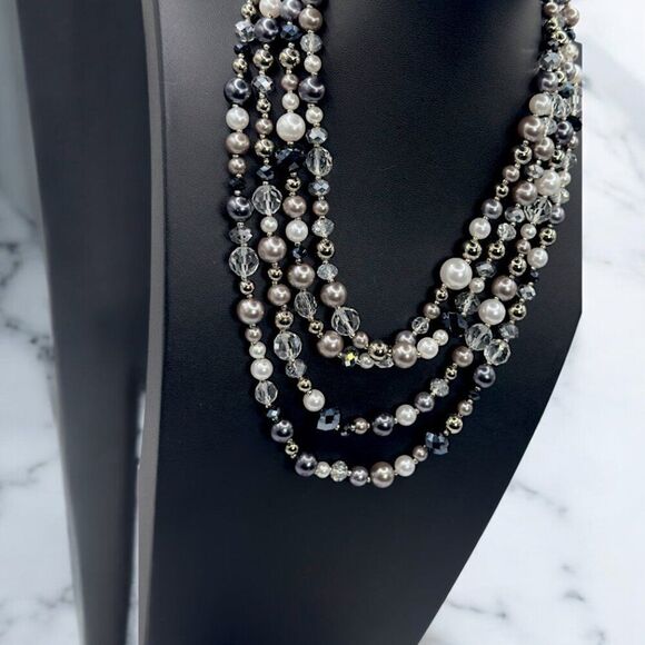 Cookie Lee Vintage Matching Glass Multi-Strand Beaded Necklace & Bracelet Set - Picture 4 of 7